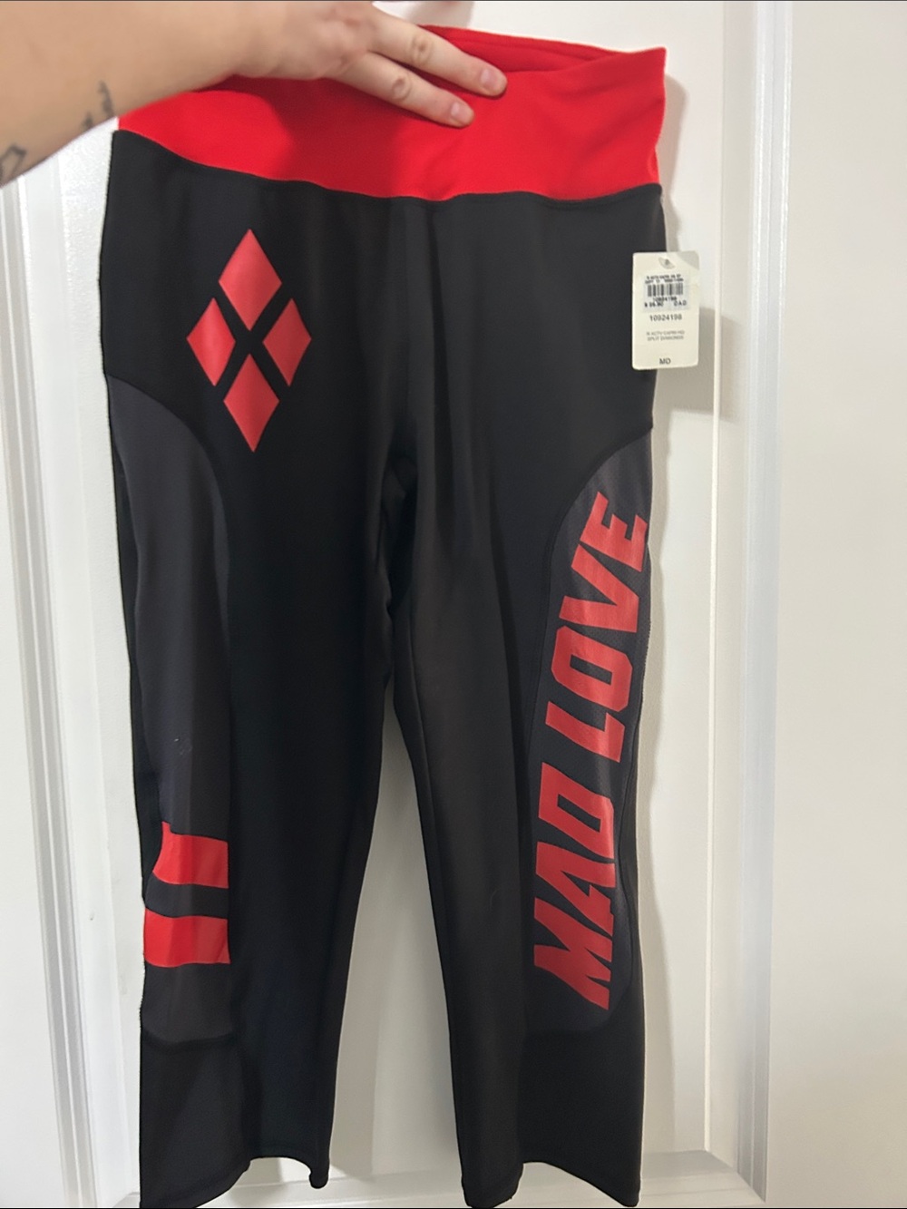 Mad Love Black and Red Sporty Graphic Leggings